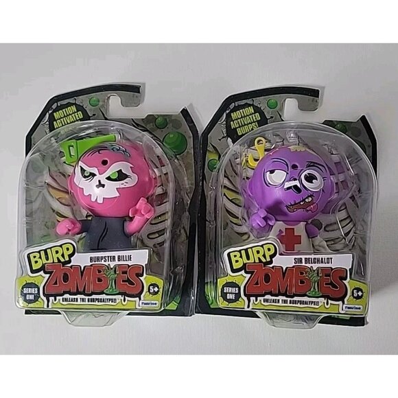 Burp Zombies Series 1 Motion Activated Figures set of 2, 1 Pink 1 Purple Toys - Picture 1 of 9